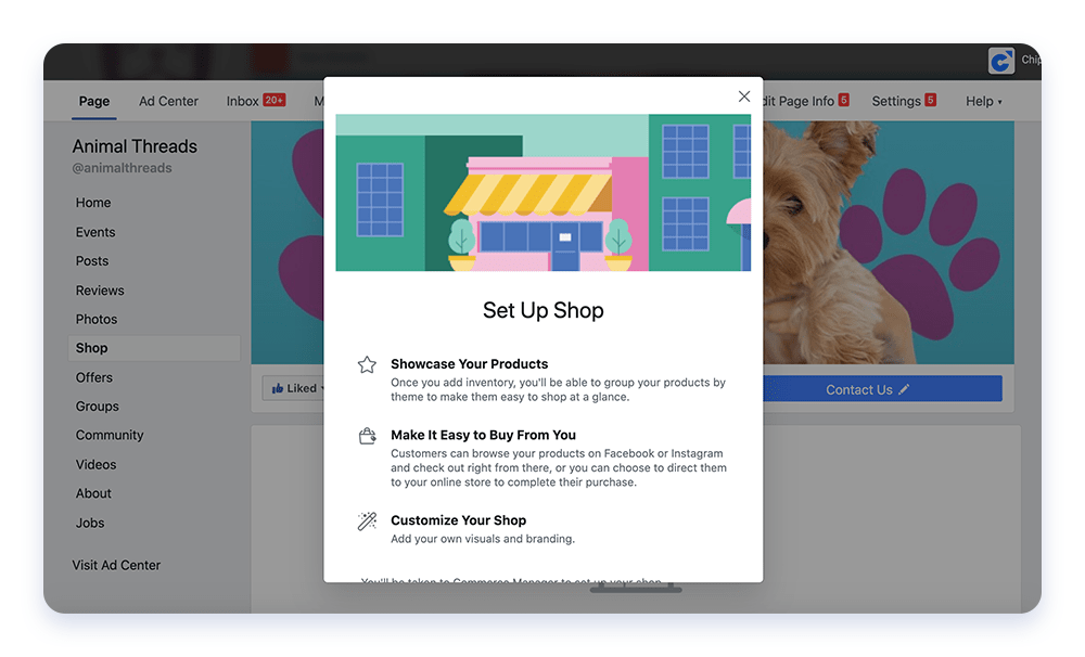 Facebook Set up Shop