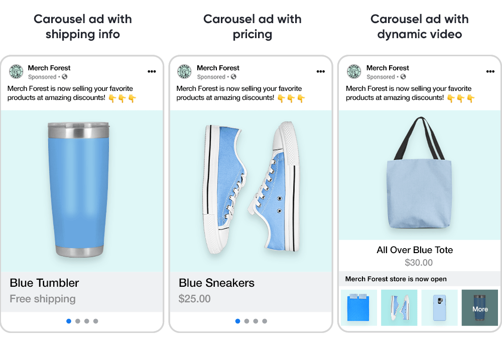 Dynamic product ads on Facebook examples
