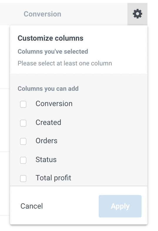 Customize columns