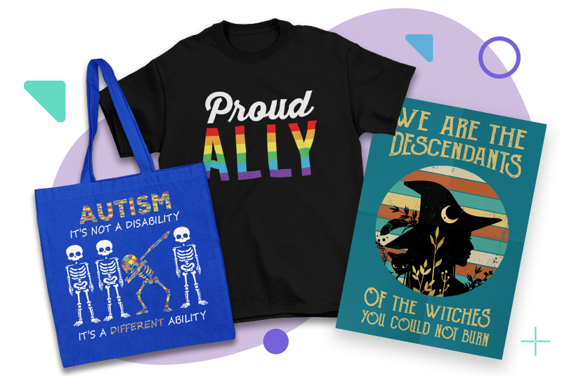 Print-on-demand apparel and accessories to support causes and activists.