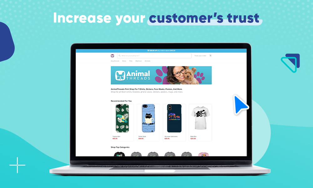 Custom domain store, animalthreads.com with the best print-on-demand products.