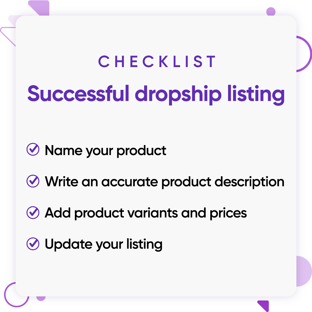 Successful dropship listing checklist.