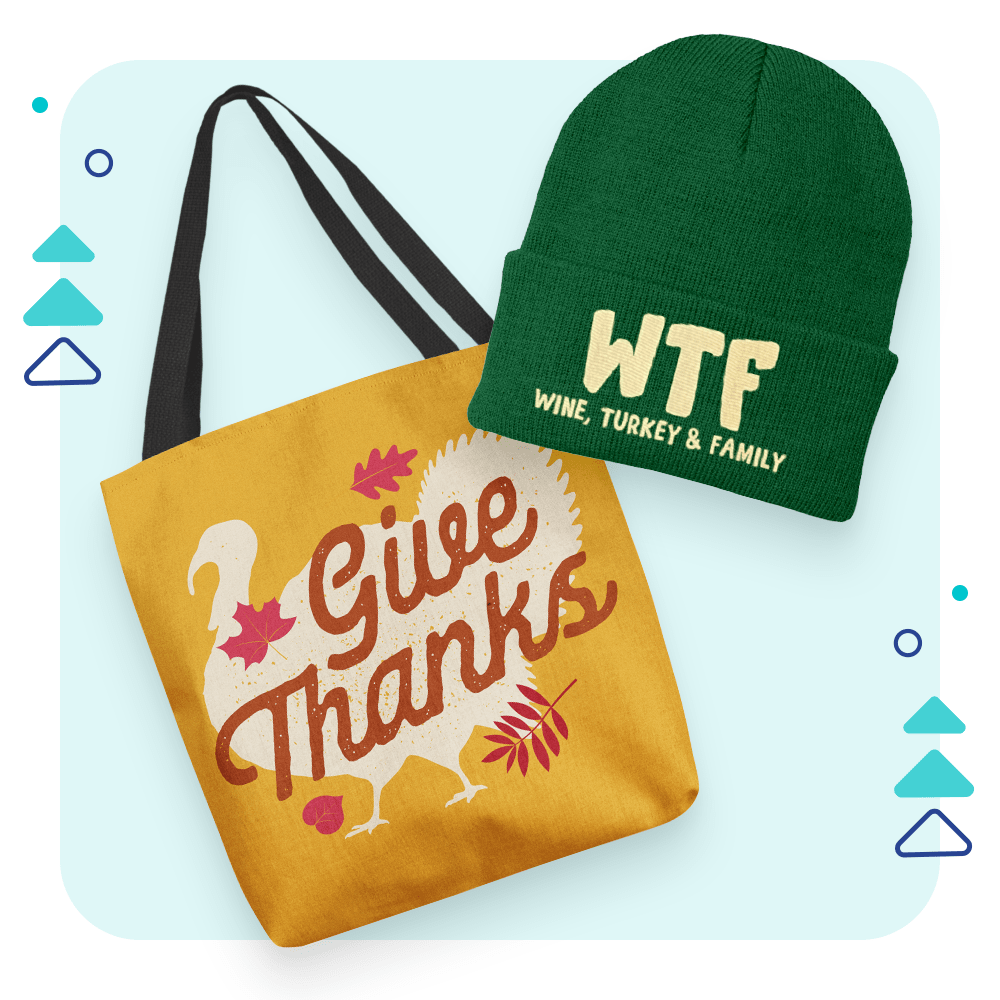 Custom tote bag and knit beanie, top print-on-demand products for the 2022 holidays 