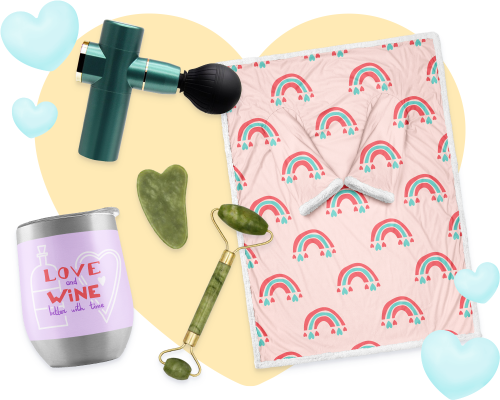 Image showing print-on-demand and dropship self-care products to celebrate Valentine’s Day